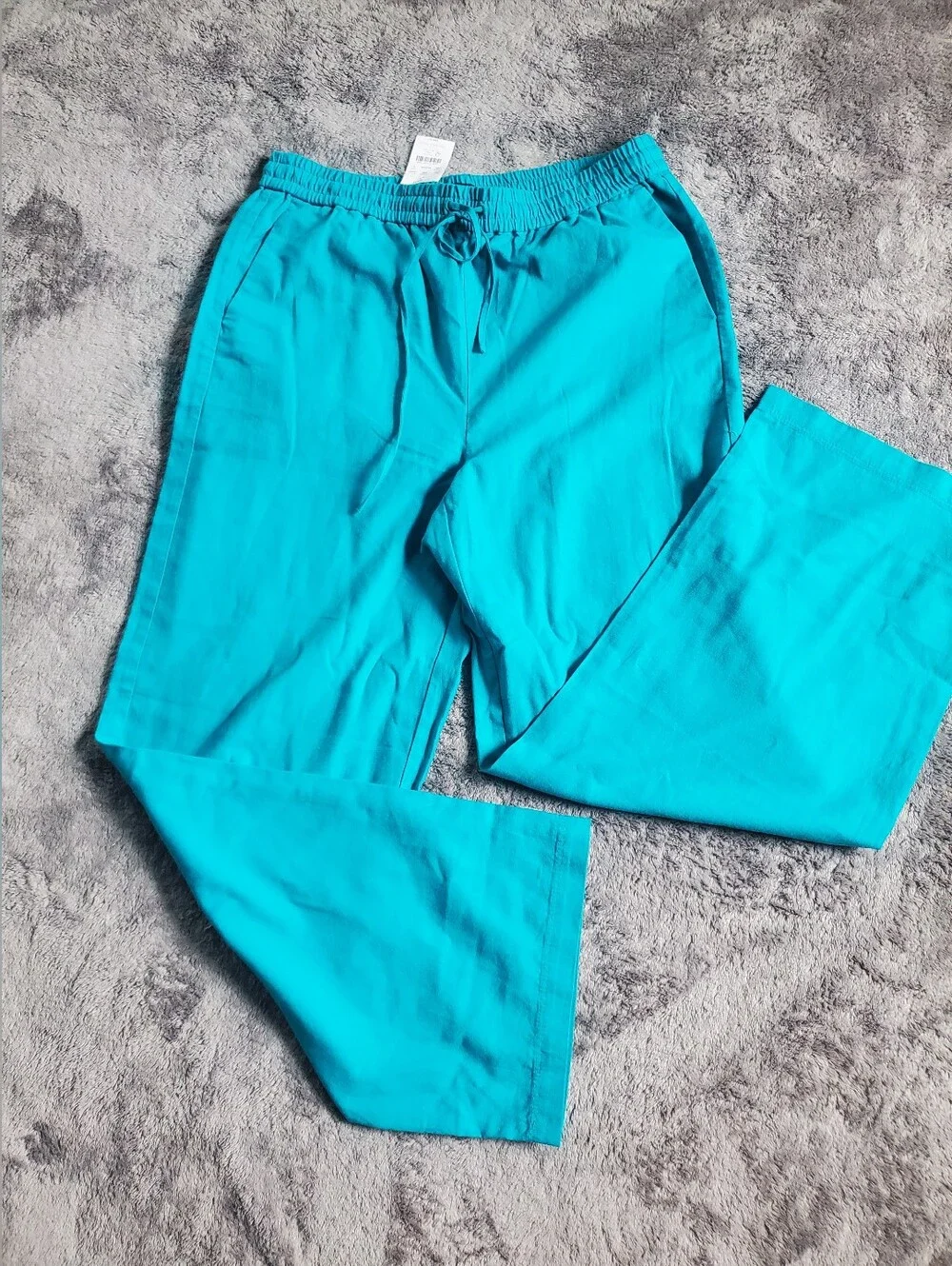*NWT* J. Crew QBright Teal Linen-Blend Slim Wide-Leg  Drawstring Joggers
